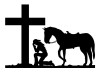 Cowgirl Kneeling At Cross Diecut Decal