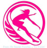 Surfer Female Circle Diecut Decal Pink