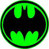 Bat Logo Round Green and Black Sticker