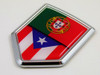 Portugal-Puerto Rico shield split chrome car badge