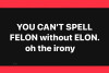CANT SPELL FELON WITHOUT ELON STICKER