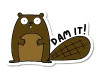 Beaver Dam It Funny Animal Cartoon Sticker 2