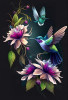 HUMMING BIRD  AI ART STICKER 05