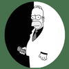 homer B&W round simpsons sticker
