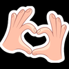hand heart gesture cartoon sticker