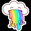 cloud throws rainbow LGBTQ sticker