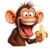 Funny Monkey with Banana Cartoon Sticker