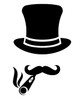 tophat mustache smoke diecut decal