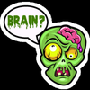 zombie asks about the brain sticker