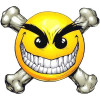 1805 Color Smiley Face with Crossbones Decal