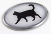 Cat 3D Adhesive Oval Chrome Pet Emblem