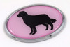 Golden Retriever Pink Oval 3D Adhesive Chrome Emblem