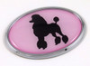 Poodle Pink Oval 3D Adhesive Chrome Emblem