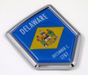 Delaware US state flag domed chrome emblem car badge decal