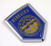 Nebraska US state flag domed chrome emblem car badge decal