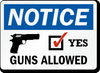 NOTICE GUNS ALLOWED STICKER