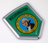 Washington US state flag domed chrome emblem car badge decal