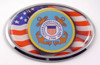 Coast Guard Logo with USA Flag Oval Chrome 3D Domed Emblem