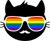 Cool Cat Love Peace LGBTQ Sticker