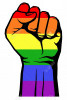 fight for gay lgbtq rights rainbow fist struggle for rights sticker