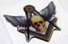 Mason Winged Skull Dome 3D Chrome Background Adhesive Car Badge