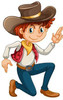 cowboy color cartoon boy sticker