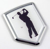 Golfer Logo 3D Shield Emblem Domed Sticker