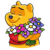 WINNIE POOH WITH FLOWERS FUNNY STICKER
