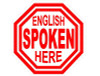 English Spoken Here Red and White Decal