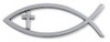 Christian Fish Outline With Cross Chrome Emblem