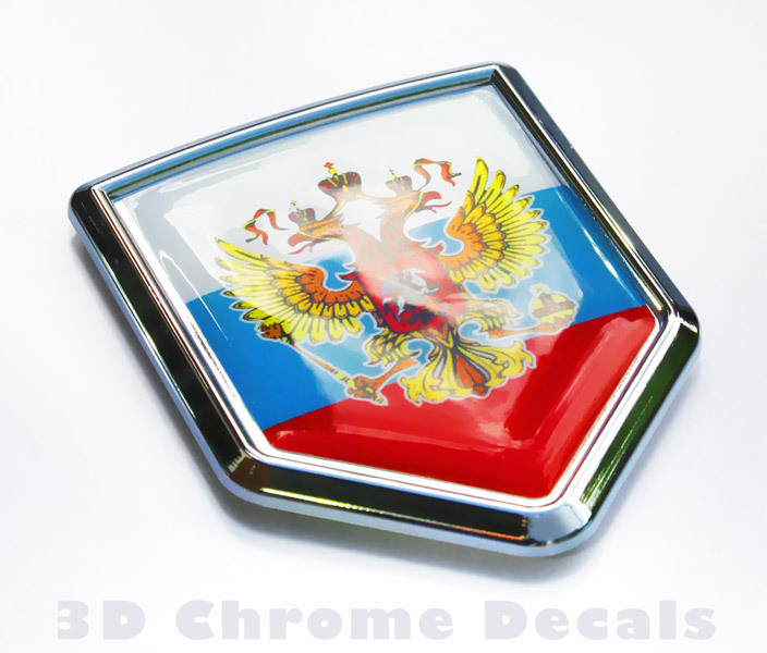 Russian Flag Emblem Russia Car Chrome Decal Sticker - ChromeAutoDecals.com