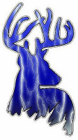 Deer Head Decal 44 - Lightning Blue
