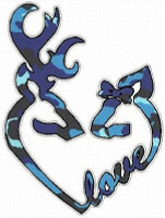 DEER HEADS HEART FILLS with LOVE camo blue