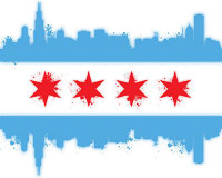 Illinois CHICAGO FLAG WITH SKYLINE STICKER