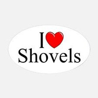 i love heart shovels oval decal