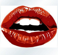 Hot Lips Color Chick Sticker Cut to shape.