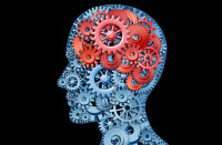 Free Thinker head with thinking gears sticker