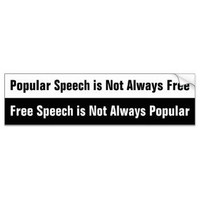 popular speech vs free speech free thinking bumper sticker