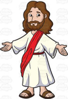 Jesus with open arms color religious sticker