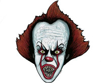 PENNYWISE HEAD SHOT COLOR HORROR STICKER PENNYWISE HEAD SHOT COLOR HORROR STICKER