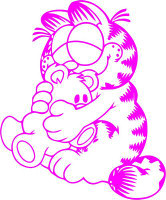 Garfield Huging Teddy Diecut Sticker 2