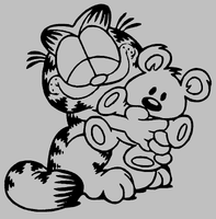 Garfield Huging Teddy Diecut Sticker