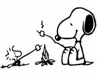 Snoopy and woodstock cartoon campfire decal