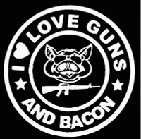 I LOVE GUNS AND BACON DIE CUT FUNNY DECAL 22