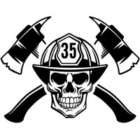 firefighting rescue axes fireman SKULL DIECUT DECAL