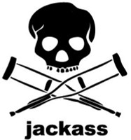 Jackass Skull and Crutches Decal