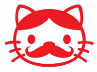 Cat Face with Mustache Diecut Decal Cat Face with Mustache Diecut Decal