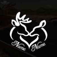 DEER HEART WITH NAMES DIE CUT DECAL DEER HEART WITH NAMES DIE CUT DECAL