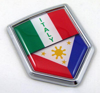Italy-Philippine Flag Car Chrome Emblem Decal