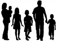 Family in silhouette decal